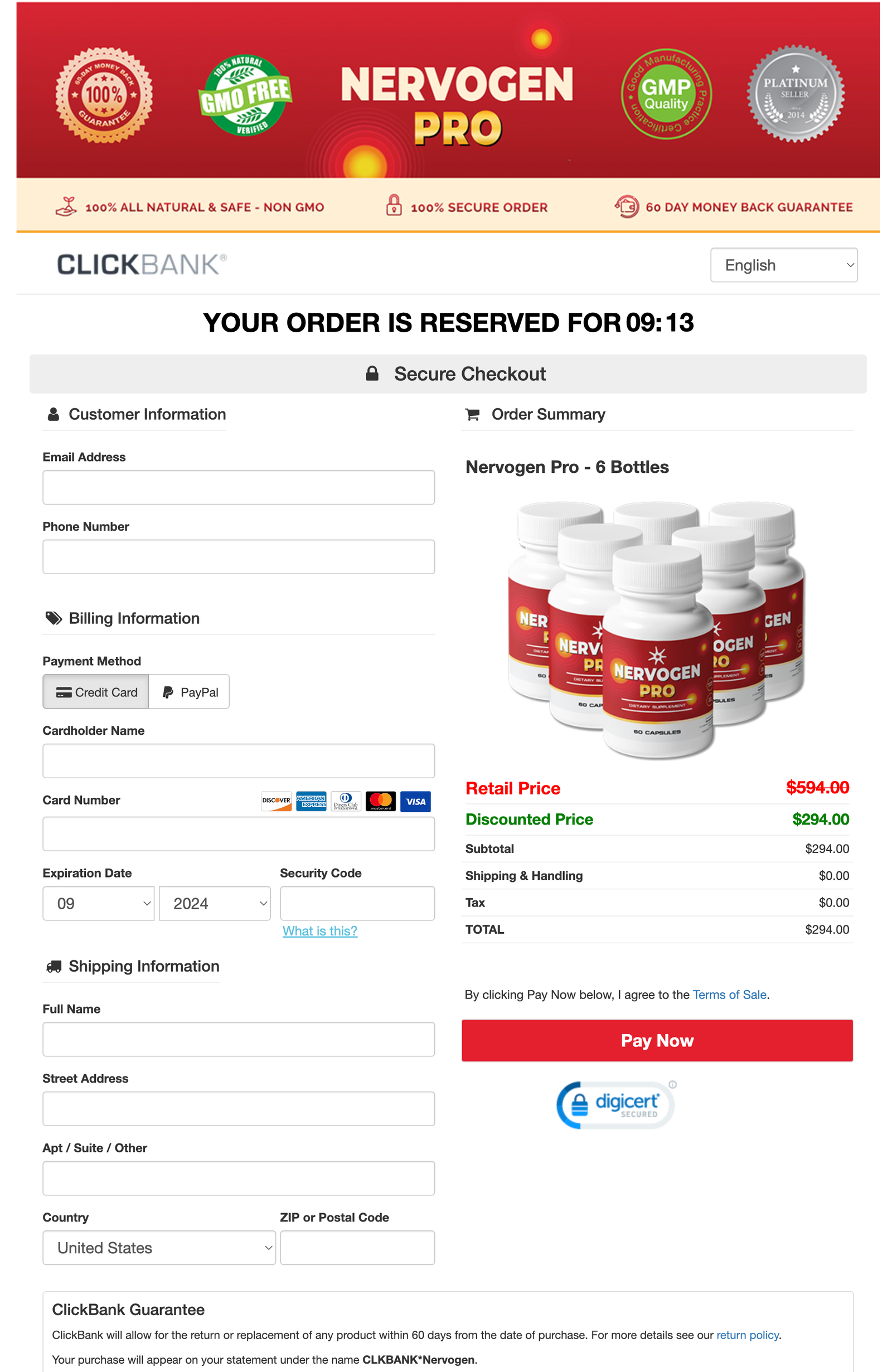 Nervogen Pro Official Website Secure Order Page